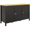 HOMCOM Mobile Contenitore con 2 Armadietti a 2 Ripiani Regolabili su 3 Altezze, 120x40x70 cm, Nero e color Legno | Aosom Italy