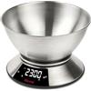 Girmi PS86 Bilancia da Cucina, Grande ciotola 2 L, Corpo e Ciotola INOX, Grande Display 58 x 30 mm, Misurazione 1gr/5Kg, Funzione Tara