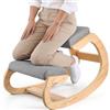VEVOR Sedia Ergonomica a Ginocchio Carico max 120 kg Cuscino in Schiuma, Sgabello Ergonomico Inginocchiato Struttura in Legno per Posizione di Studio Lavoro Lettura Meditazione Casa Ufficio, Grigio