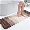 OLANLY Tappeto da bagno, 119 x 43 cm, in microfibra, extra morbido e assorbente, retro in gomma, ad asciugatura rapida, lavabile in lavatrice, per pavimento, vasca e doccia, decorativo, marrone