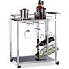 Relaxdays 10020779 Carrello Portavivande da Cucina Baron, Nero, Metallo, Vetro, con Portabottiglie, HxLxP 75 x 40 x 70 cm