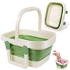 AUYAO Pediluvio Pieghevole, Massaggio Bacino da Bagno con Maniglia, Portatile Grande Secchio per Vasca da Bagno, per Relax, Pediluvi, Cura Piedi, Uso All'Aperto(Verde Latte)