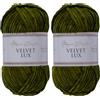 Utopia Crafts Velvet Lux - Filato di ciniglia super morbido per maglieria e uncinetto, 100 g - 110 m (Oliva Scuro) (Confezione da 2)