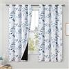 Beauoop Tende oscuranti con motivo floreale, 100% lunghe 160 cm, 2 pannelli per camera da letto, soggiorno, blu navy e bianco, motivo floreale, oscuranti, termiche, insonorizzate, con occhielli, tende
