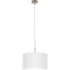 Eglo Lampada a sospensione Pasteri, lampada a sospensione in tessuto a uno punto luce, lampada appesa in acciaio e tessuto, nichel opaco, bianco, E27, diametro 38 cm
