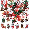 Gorvalin 80 Pezzi di Ciondoli Natalizi per Slime in Resina, con Retro Piatto, Gorvalin Kawaii Glitter Babbo Natale e Renne, Ciondoli per Unghie Natalizie, Scrapbooking, Resine Fai-da-te per le Vacanze