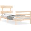 vidaXL Letto in legno massiccio con testiera