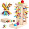Akokie Giochi Bambini 3 Anni Giochi Montessori 4 Anni in Legno 3 In 1 Giochi da Tavolo Bambini 3 4 Anni con 40 Game Stick, Scatola Portaoggetti, Classificazione dei Colori Regalo Bambina Bambino 3 4 5 6 Anni