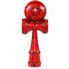 Ganzoo Kendama in Legno di faggio Modello Red & Black Rosso Nero, Gioco Tradizionale Giapponese di abilità con Palla Forata, 3 Coppe, Cordino in Nylon, h 16 cm