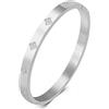 Gleamart Bracciale rigido in acciaio inox con zirconia cubica, stile semplice, 2.28 inches, Acciaio inossidabile, Strass