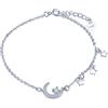 Yumilok Braccialetto in argento Sterling 925 con ciondolo a forma di luna e stella, con zirconia cubica, per donne/ragazze/ragazze