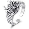 OHAYOO Anello da uomo in argento sterling 925, con drago, aperto, regolabile, ideale come regalo per uomo e donna, Argento sterling, Zircone