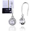 Halukakah Orecchini Donna in Moissanite D0,5ct in Argento 925 Placcato Platino con Certificato,Orecchini Pendenti con Halo Tondo con Diamanti a Griffe,0,5 Carati Pietra Centrale + Ca. 0,244ct Laterali