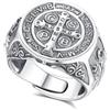 AEONSLOVE Anello Croce di San Benedetto Regolabile Argento 925 per Uomo Donna, Anello San Benedetto Aperto Aperti Anelli Regolabili per Pollice, Gioielli Religiosi