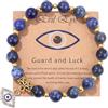 LLUXIA Bracciale in Sodalite con ciondolo occhio greco Evil Eye - pietre naturali perle di 8 mm - occhio protettivo, Nazar Boncuk - simbolo di protezione e fortuna, gioiello spirituale e portafortuna unisex
