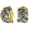 Bling Jewelry Mezzo Cerchio Stile Gambero Due Toni Intrecciati Cavo Intrecciato Cupola Tessere Clip Su Orecchini Per Le Donne Non Forate Orecchie Argento Ossidato Placcato Oro Ottone