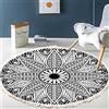 Duories Tappeto Vintage Bohémien in Cotone,Motivo Mandala,Lavabile,Tessuto a Mano,con Nappe,per Camera da Letto,corridoio,Soggiorno,tavolino da caffè,Lavabile in Lavatrice,120 cm,Motivo Floreale #17