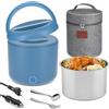 Herrfilk Contenitore per il pranzo elettrico da 100 W, per adulti, 1,2 l, con posate e sacchetto per il pranzo isolato, 3 in 1, 12/24/230 V, a prova di perdite, in acciaio inox 304, riscaldato, per auto