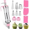 Leikurvo Siringa per torte, in acciaio inox, con 6 beccucci, per torte, per decorare torte, ciambelle, cupcake, pasticcini (rosa)