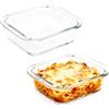 GAOUTO 2 Pezzi di Teglia da Forno in Vetro, 0,9L Piccole Teglie da Forno in Vetro Borosilicato, 19,6 x 17 x 4,6 cm, Teglia Rettangolare con Manici Larghi per Microonde, Resistente alla Temperatura, Lavabile