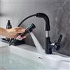 LakeBayMZC Rubinetto per LakeBayMZC lavabo con rubinetto estraibile, miscelatore monocomando per bagno con 3 tipi di getto d'acqua, Nero