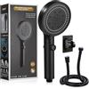 jutyum Soffione Doccia, 6 Funzioni Getto Doccino per Doccia, Soffione Doccia Alta Pressione, Telefono Doccia con 1.5M Tubo, Shower Head, Cornetta Doccia, Doccetta Risparmio Acqua Universale Nero