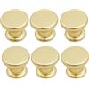 BOZONLI 6pcs Rotonda Pomelli Maniglie per Mobili Cassetti Armadio Cassettiera da Cucina Bagno 25mm (Fungo piatto dorato)