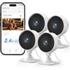 GNCC Telecamere WiFi Interno 4 Pezzi, 1080P Videocamera Sorveglianza, Visione Notturna, PIR Rilevamento del Movimento, Audio Bidirezionale, Abbonamento Cloud/SD, Compatibile con Alexa, 2,4 GHz Wi-Fi