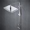 Görbach Colonna Doccia Acciaio Inox Senza Miscelatore Fori Muro Regolabili, Set Doccia a Pioggia con Doccetta a Mano e Soffione Doccia 35 * 25 cm Rettangolare, Cromo