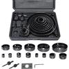 FreeTec - Kit per sega a 16 fori in acciaio per cerchi in metallo, punta tonda in lega di legno, 19-127 mm