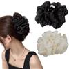 QUUPY 2 fermagli per capelli a forma di nuvola con strass, in chiffon, grandi, accessori per capelli spessi (nero + champagne)