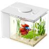 Vehipa 3,7 L Acquario Completo per Betta, Mini Acquario Completo con Pompa Filtro e Luce LED, Ideale per Pesci Piccoli, Gamberetti e Piante (Bianco)