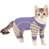 PUMYPOREITY Tuta Post Operatoria Gatto, Morbido Body Gatto Post Operatorio con Manica Lunga Maglioncino per Gatto Coprire i Punti dopo l'operazione(Viola, XS)