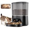 Drepint 2 in 1 Distributore Automatico Cibo Gatti, 8L Distributore Cibo Gatti con Ciotole in Acciaio Inox con Telecamera 1080P, 15 Pasti al Giorno e Controllo del Timer, 2.4GHz/5GHz WiFi, Adatto Per Gatti