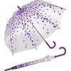 happy rain Ombrello a campana trasparente a pois, Viola fiorito, 92 cm