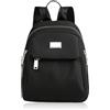 WisePoint Oxford - Mini zaino in tessuto, 27 x 24 x 10 cm, da donna, con più scomparti, per viaggi, shopping, pendolarismo, Nero , S