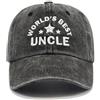 Wasise Regali di compleanno per zio, cappello da uomo con scritta World's Best Uncle, berretto da baseball ricamato da uomo, regolabile in poliestere lavato, cappello vintage con visiera parasole estiva