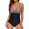 FemiChic Costume Intero Contenitivo da Bagno Donna Curvy Costumi Interi Push Up Scollo A V Mare Swimsuit for Women con Metallo Decorativo(Nero,XXL)