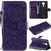 MHHQ Cover per Xiaomi Redmi Note 9 Custodia di Pelle Case Flip Portafoglio Retro Libretto Magnetico Protettiva Non Graffi con Funzione Supporto Bumper Fiore Girasole per Xiaomi Redmi Note 9 -Viola