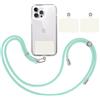 TBOC Cordino Catenella Laccio Strap Porta Cover [Verde Acqua] + 2 Toppe di Fissaggio aggiuntive [Bianco Ice] Telefono Cellulare Collo - Tracolla Catenina cordini Cellulari Telefoni Universale Laccetti