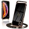 Micoden Cover per iPhone X/Xs, Custodia TPU Silicone Flessibile Morbido Sottile Cover Donna Amore Cuore con Regolabile Collana Tracolla Protettive Case per iPhoneX/Xs Nero