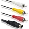 REY Adattatore cavo S-Video 4 pin a 3 RCA, 1,5 m