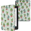 kwmobile Custodia eReader Compatibile con Amazon Kindle Paperwhite Cover - eBook Reader Flip Case - verde chiaro/verde scuro - Cactus e Piante Grasse