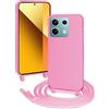 FERLAN Cover compatibile con Xiaomi Redmi Note 13 5G,Custodia con Laccio Collana Tracolla Collo Liquido Silicone Antiurto TPU Antiurto AntiGraffio Protettiva Case,Rosa