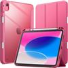 JETech Custodia per iPad (A16) 11a/10a Generazione (2025/2022) con Portapenne, Posteriore Chiaro Trasparente Supporto Sottile per Tablet Cover Antiurto (Rosa)