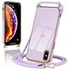 Micoden Cover per iPhone X/Xs, Custodia TPU Silicone Flessibile Morbido Sottile Cover Donna Amore Cuore con Regolabile Collana Tracolla Protettive Case per iPhoneX/Xs Viola