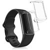 kwmobile Set 2x Custodia Smartwatch Compatibile con Fitbit Charge 6 / Charge 5 Cover - Case Silicone Protezione Orologio Fitness trasparente