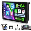 Ohradio 2G+64G per Citroen Berlingo B9 2008-2017/Peugeot Partner 2008-2019 Stereo Android 15 GPS con Wireless Carplay Android Auto Radio FM/RDS WiFi + Retrocamera + MIC - Autoradio 2DIN 9 Pollici
