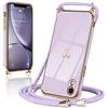 Micoden Cover Cordino per iPhone Xr Amore Cuore Donne Morbido Silicone Ultra Sottile Case con Protezione fotocamera Antiurto AntiGraffio Custodia con Regolabile Collana per iPhone Xr viola