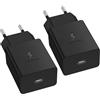 Mijun 2-Pack Caricabatterie USB C per Samsung Galaxy S23 S22 S21 S20 fe S10 S9 S8 A54 A53 A52 A51 A50 A34 A14 A12 e Serie M, USBC Presa Type C Alimentatore Caricabatterie Carica Adattatore Spinotto Muro